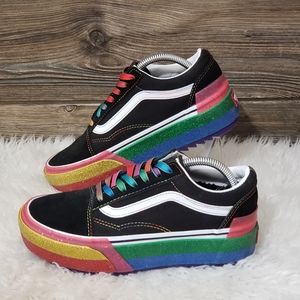 New Vans Old Skool Stacked Glitter Rainbow Shoes